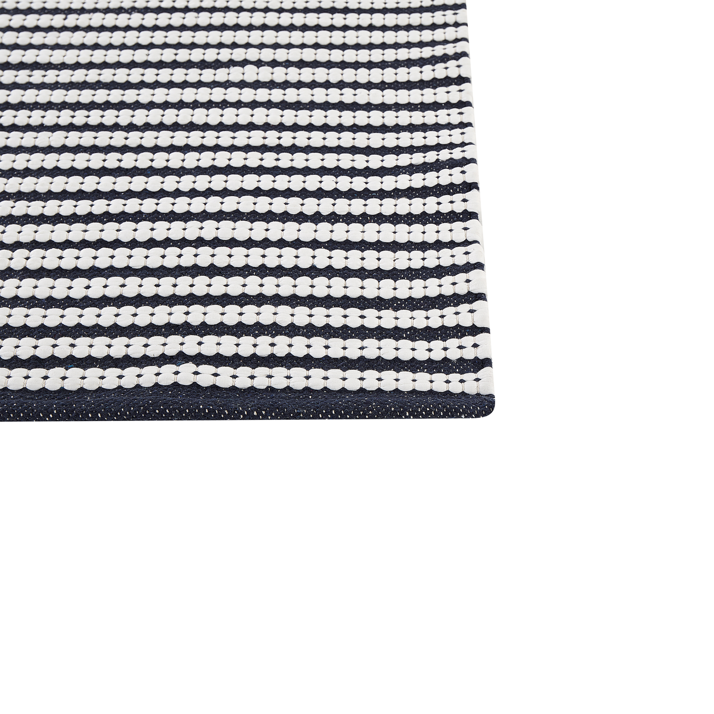 Teppich Baumwolle marineblau / weiss 80 x 150 cm Streifenmuster Kurzflor SOFULU