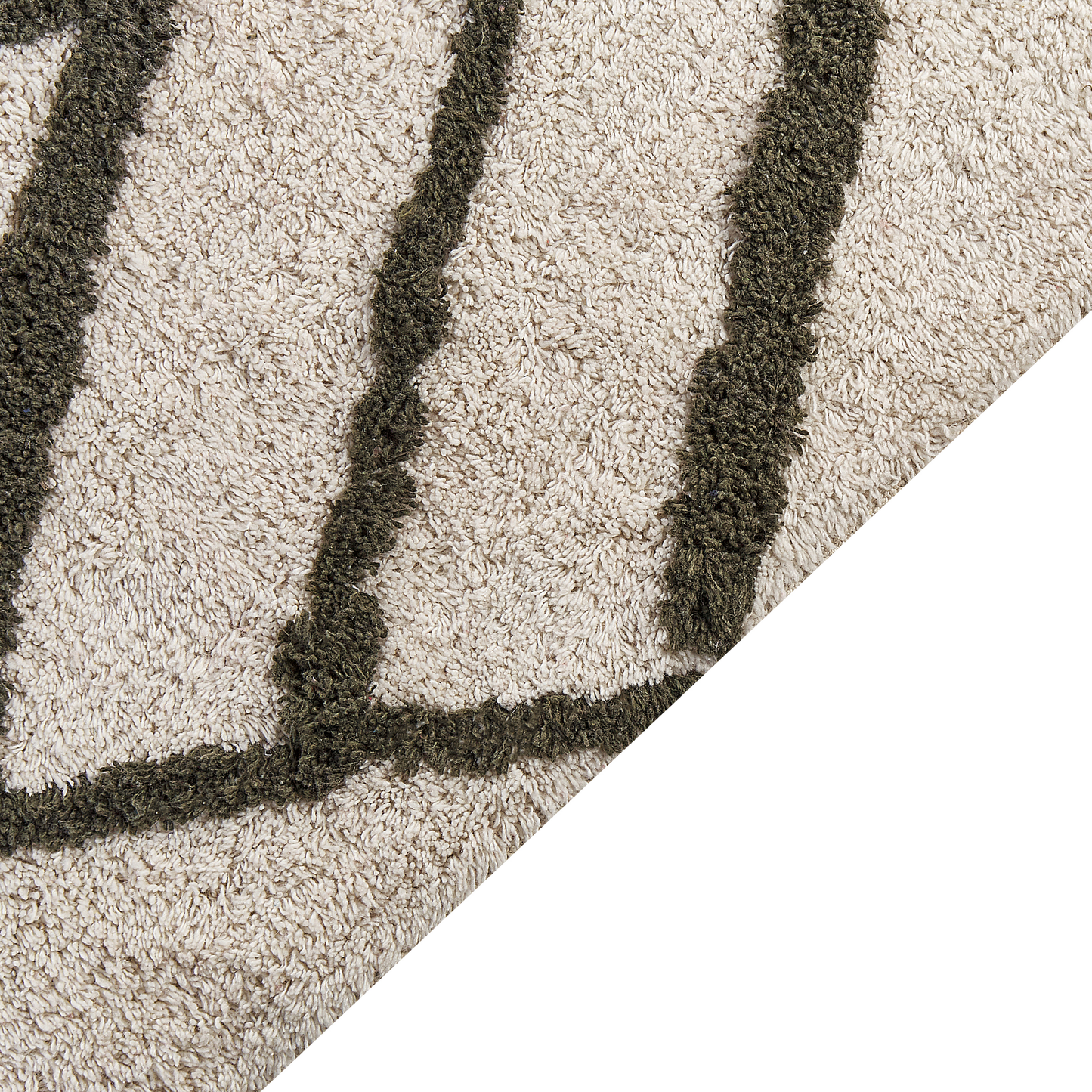 Teppich Baumwolle cremeweiss / grün geometrisches Muster 160 x 230 cm Shaggy YESILKOY