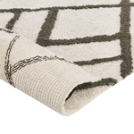 Teppich Baumwolle cremeweiss / grün geometrisches Muster 160 x 230 cm Shaggy YESILKOY