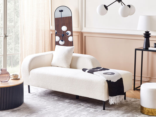 Chaiselongue Bouclé weiss linksseitig LE CRAU