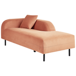 Chaiselongue Samtstoff pfirsichrosa linksseitig LE CRAU