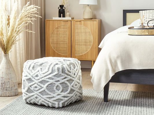 Pouf Baumwolle grau / weiss 40 x 40 cm BHILWARA
