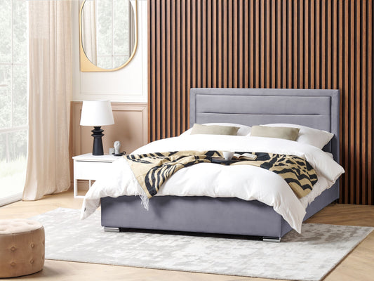 Bett mit Stauraum Samtstoff ROUEN 160 x 200 cm Dunkelgrau