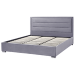 Bett mit Stauraum Samtstoff ROUEN 180 x 200 cm Dunkelgrau
