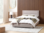 Bett mit Stauraum Samtstoff ROUEN 140 x 200 cm Taupe