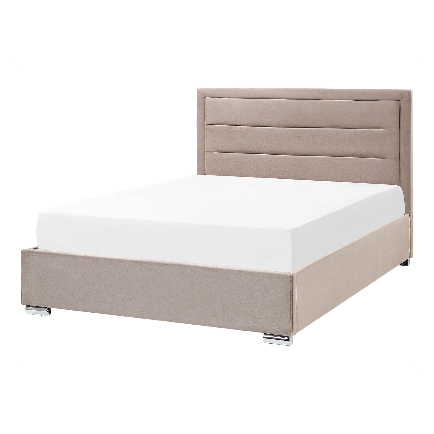 Bett mit Stauraum Samtstoff ROUEN 140 x 200 cm Taupe