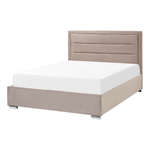 Bett mit Stauraum Samtstoff ROUEN 140 x 200 cm Taupe