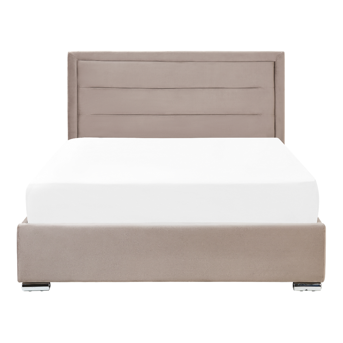 Bett mit Stauraum Samtstoff ROUEN 140 x 200 cm Taupe