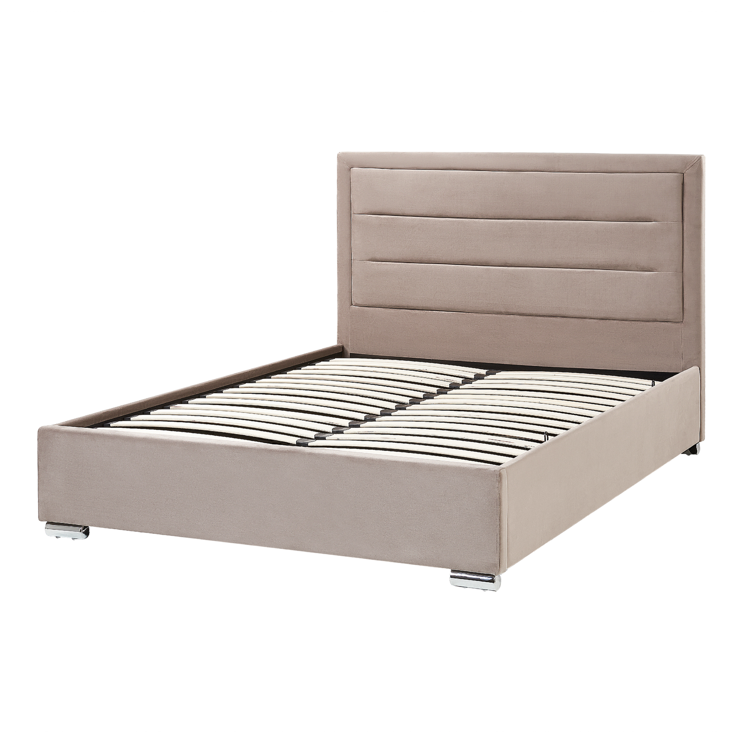 Bett mit Stauraum Samtstoff ROUEN 140 x 200 cm Taupe
