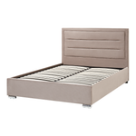 Bett mit Stauraum Samtstoff ROUEN 140 x 200 cm Taupe