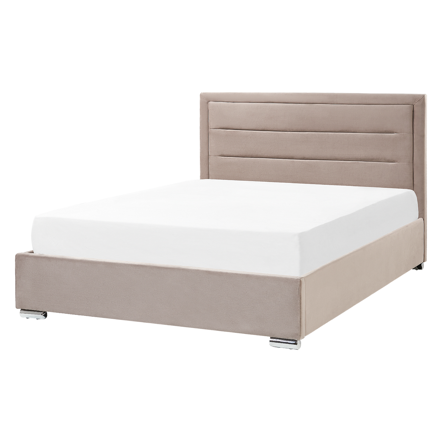 Bett mit Stauraum Samtstoff ROUEN 160 x 200 cm Taupe