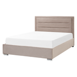 Bett mit Stauraum Samtstoff ROUEN 160 x 200 cm Taupe