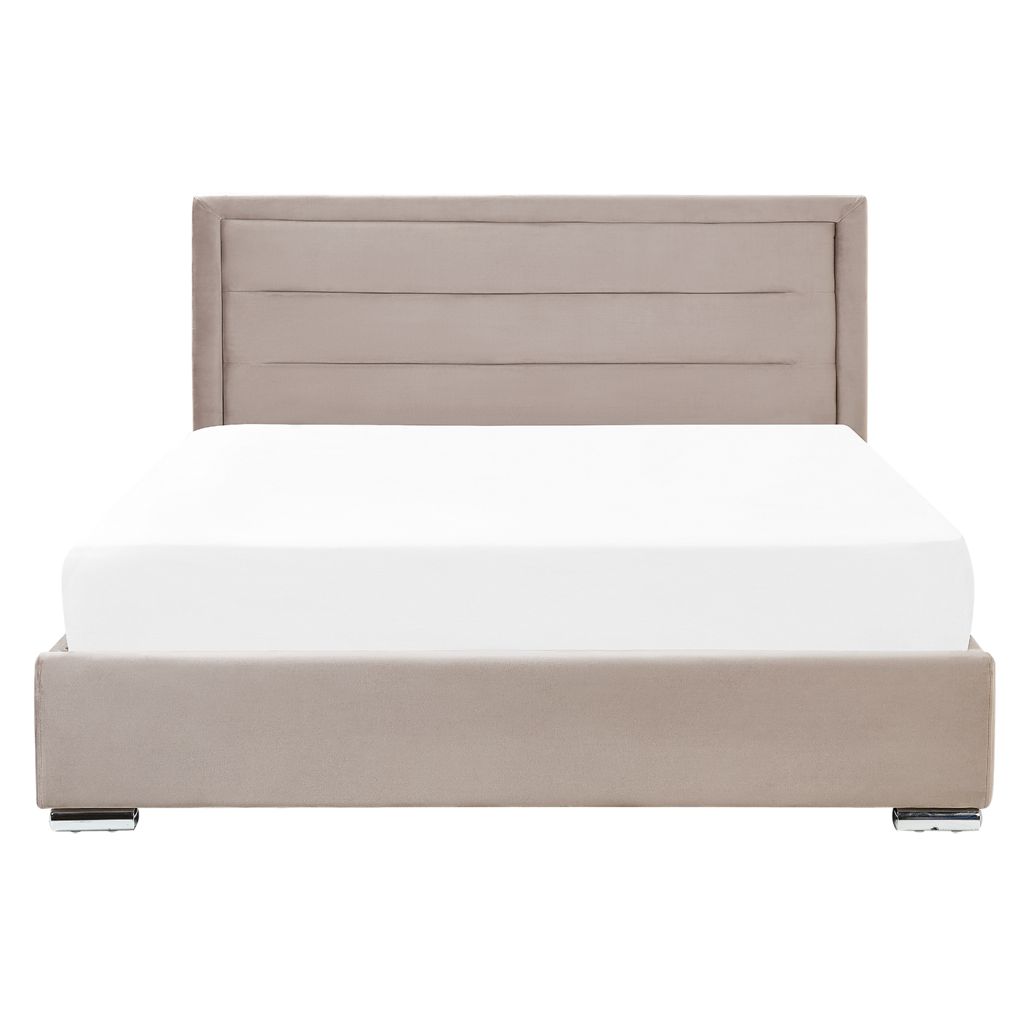 Bett mit Stauraum Samtstoff ROUEN 160 x 200 cm Taupe