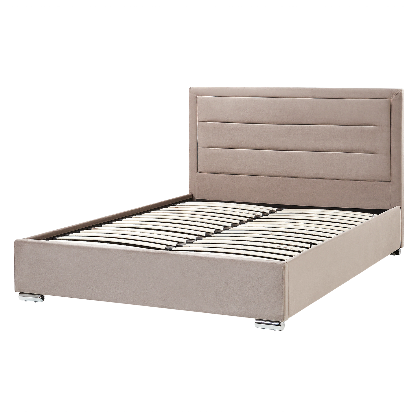 Bett mit Stauraum Samtstoff ROUEN 160 x 200 cm Taupe