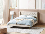 Bett mit Lattenrost Samtstoff FORBACH 140 x 200 cm Beige