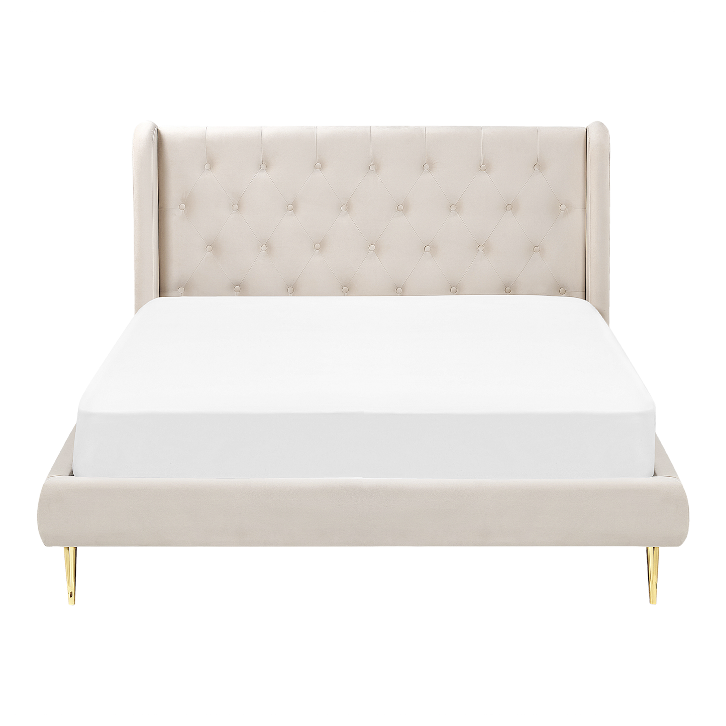 Bett mit Lattenrost Samtstoff FORBACH 140 x 200 cm Beige