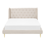 Bett mit Lattenrost Samtstoff FORBACH 140 x 200 cm Beige