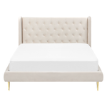 Bett mit Lattenrost Samtstoff FORBACH 160 x 200 cm Beige