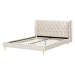 Bett mit Lattenrost Samtstoff FORBACH 160 x 200 cm Beige