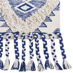 Teppich Bauwmolle beige / blau 80 x 200 cm geometrisches Muster Kurzflor MANAVGAT