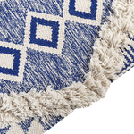 Teppich Bauwmolle beige / blau 80 x 200 cm geometrisches Muster Kurzflor MANAVGAT
