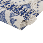 Teppich Bauwmolle beige / blau 80 x 200 cm geometrisches Muster Kurzflor MANAVGAT