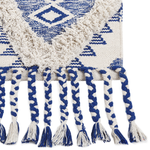 Teppich Bauwmolle beige / blau 140 x 200 cm geometrisches Muster Kurzflor MANAVGAT