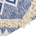 Teppich Bauwmolle beige / blau 140 x 200 cm geometrisches Muster Kurzflor MANAVGAT