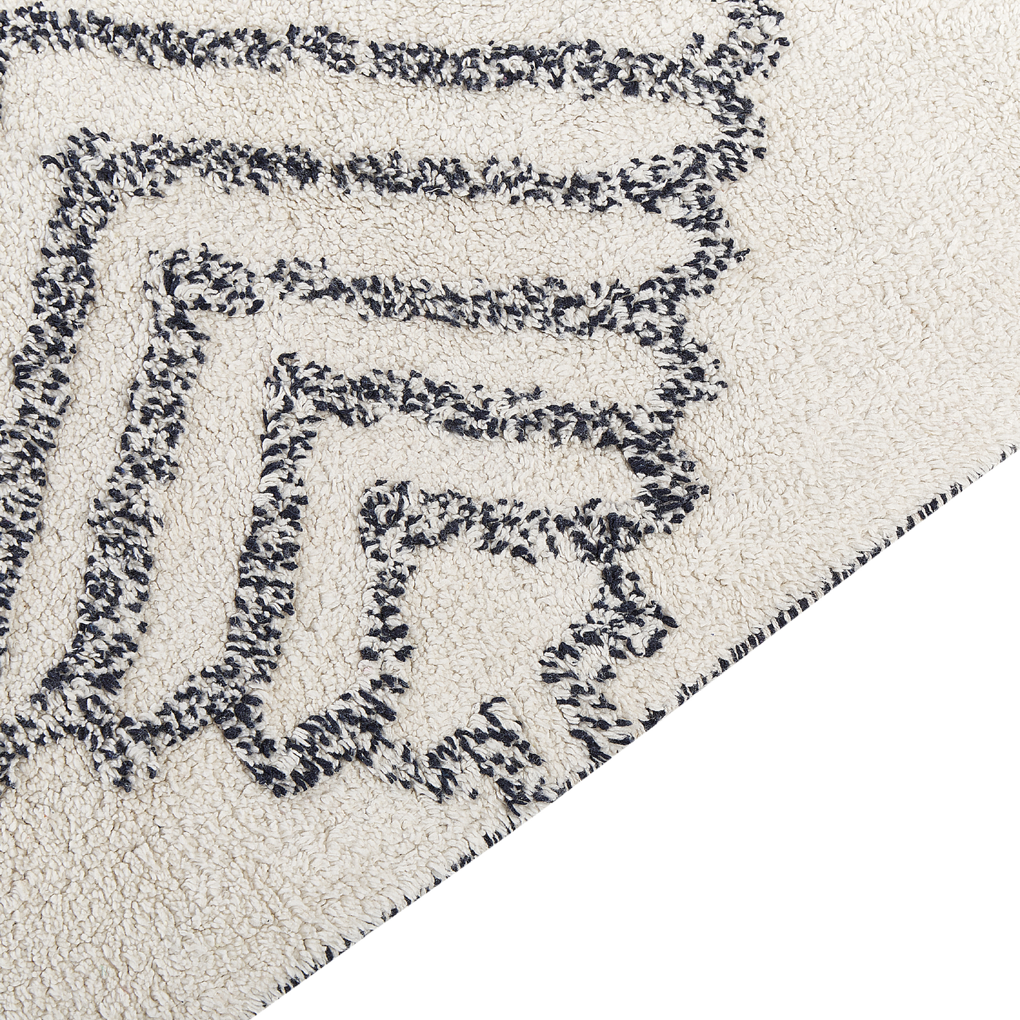 Teppich Baumwolle weiss / schwarz 80 x 150 cm geometrisches Muster Kurzflor ERAY