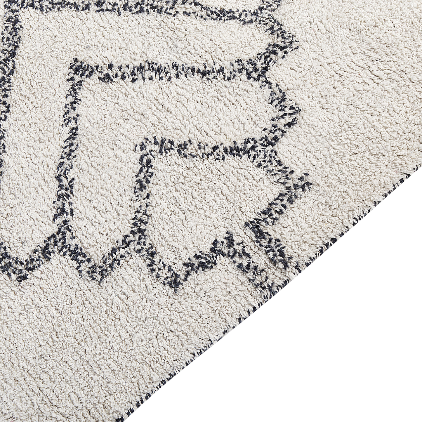 Teppich Baumwolle weiss / schwarz 140 x 200 cm geometrisches Muster Kurzflor ERAY