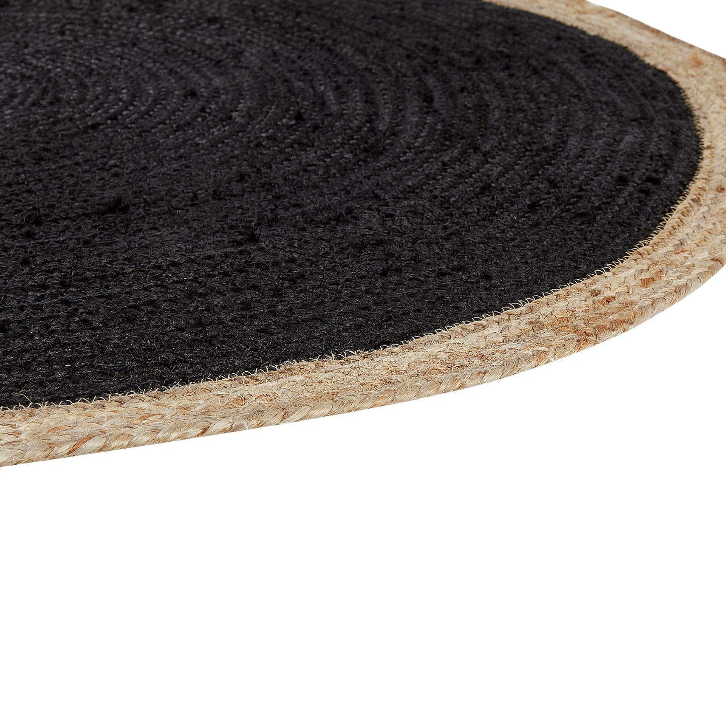 Teppich Jute schwarz ⌀ 120 cm Kurzflor MENEMEN