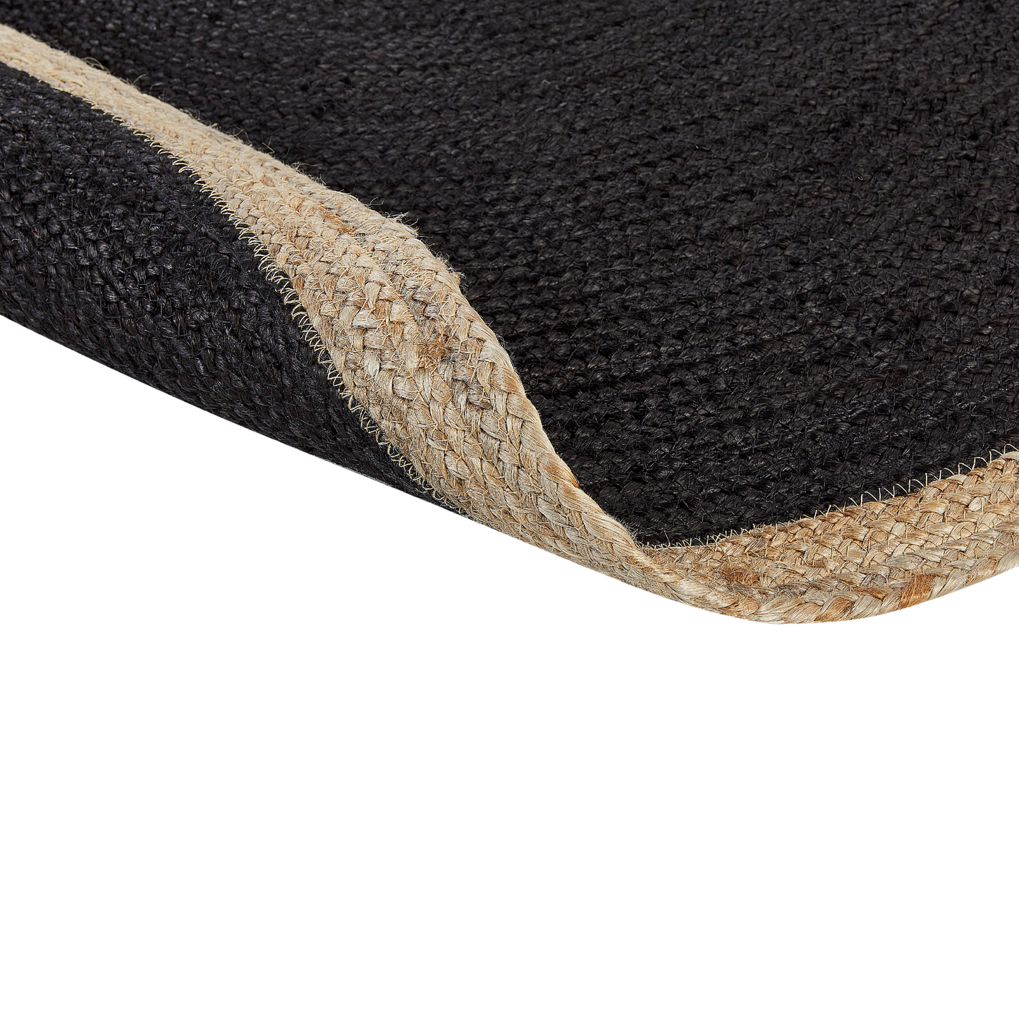 Teppich Jute schwarz ⌀ 120 cm Kurzflor MENEMEN