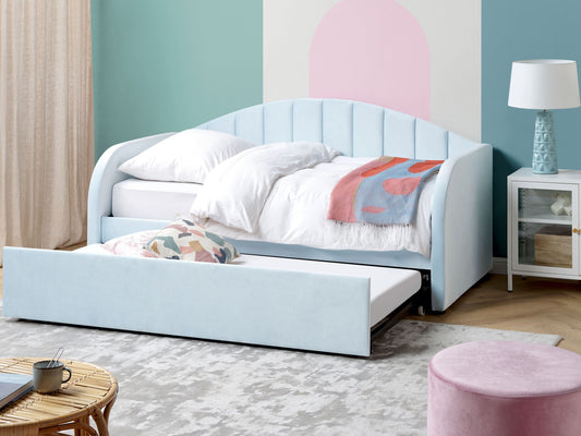 Ausziehbett Samtstoff EYBURIE 90 x 200 cm Hellblau