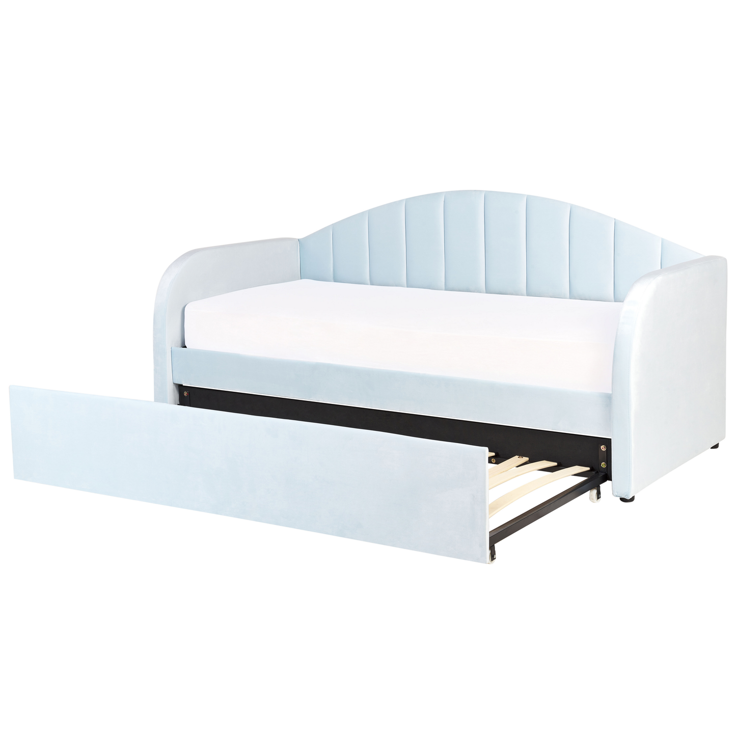 Ausziehbett Samtstoff EYBURIE 90 x 200 cm Hellblau