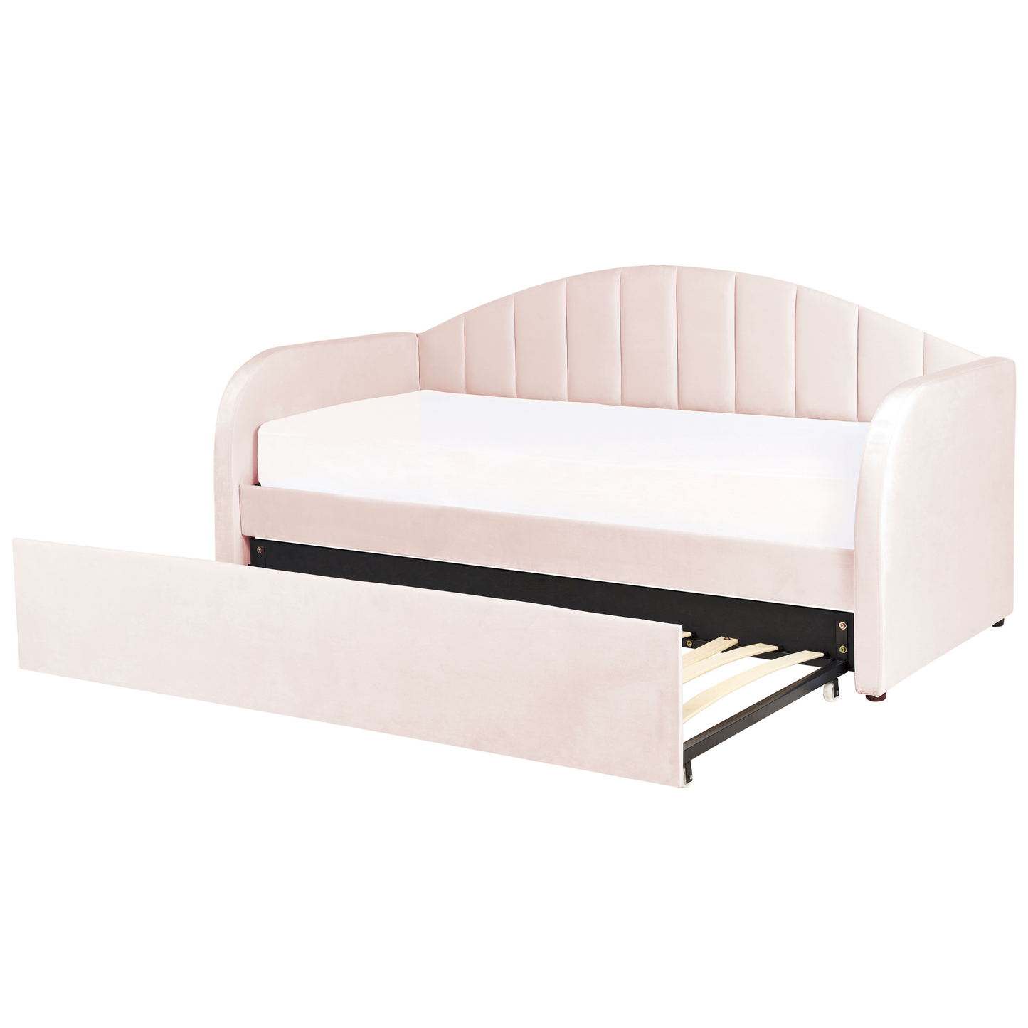 Ausziehbett Samtstoff EYBURIE 90 x 200 cm Pastellrosa