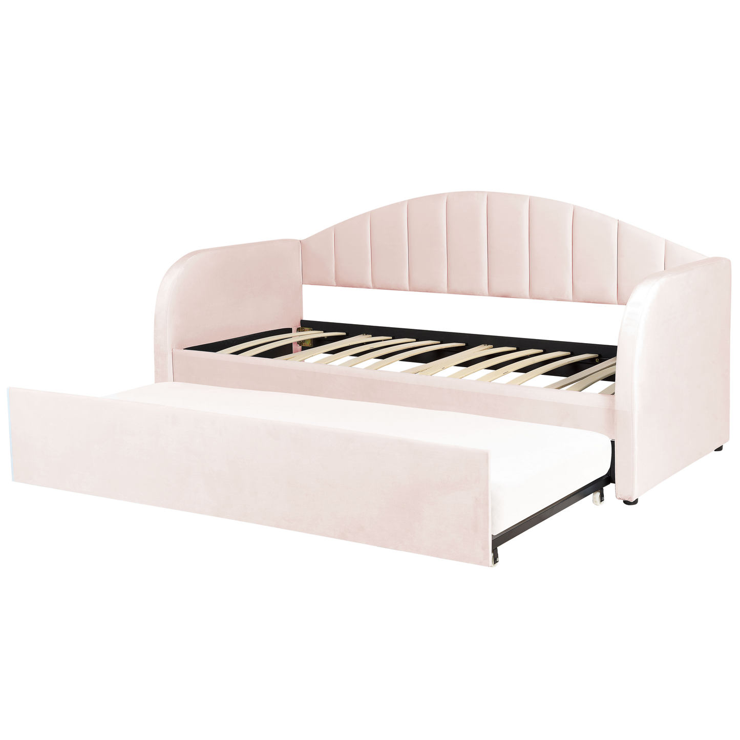 Ausziehbett Samtstoff EYBURIE 90 x 200 cm Pastellrosa