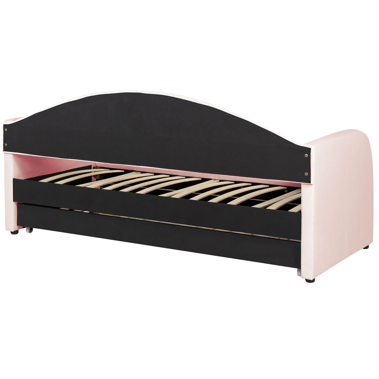 Ausziehbett Samtstoff EYBURIE 90 x 200 cm Pastellrosa