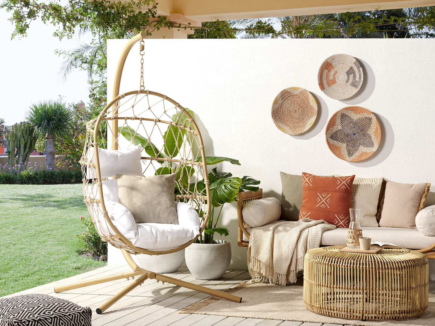 Hängesessel mit Gestell ADRIA Metall Beige