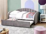 Ausziehbett Samtstoff EYBURIE 90 x 200 cm Grau