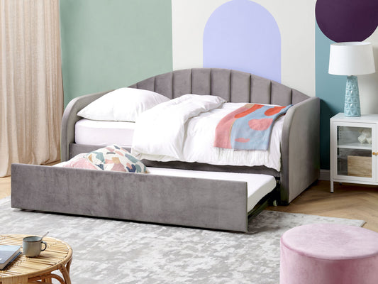 Ausziehbett Samtstoff EYBURIE 90 x 200 cm Grau