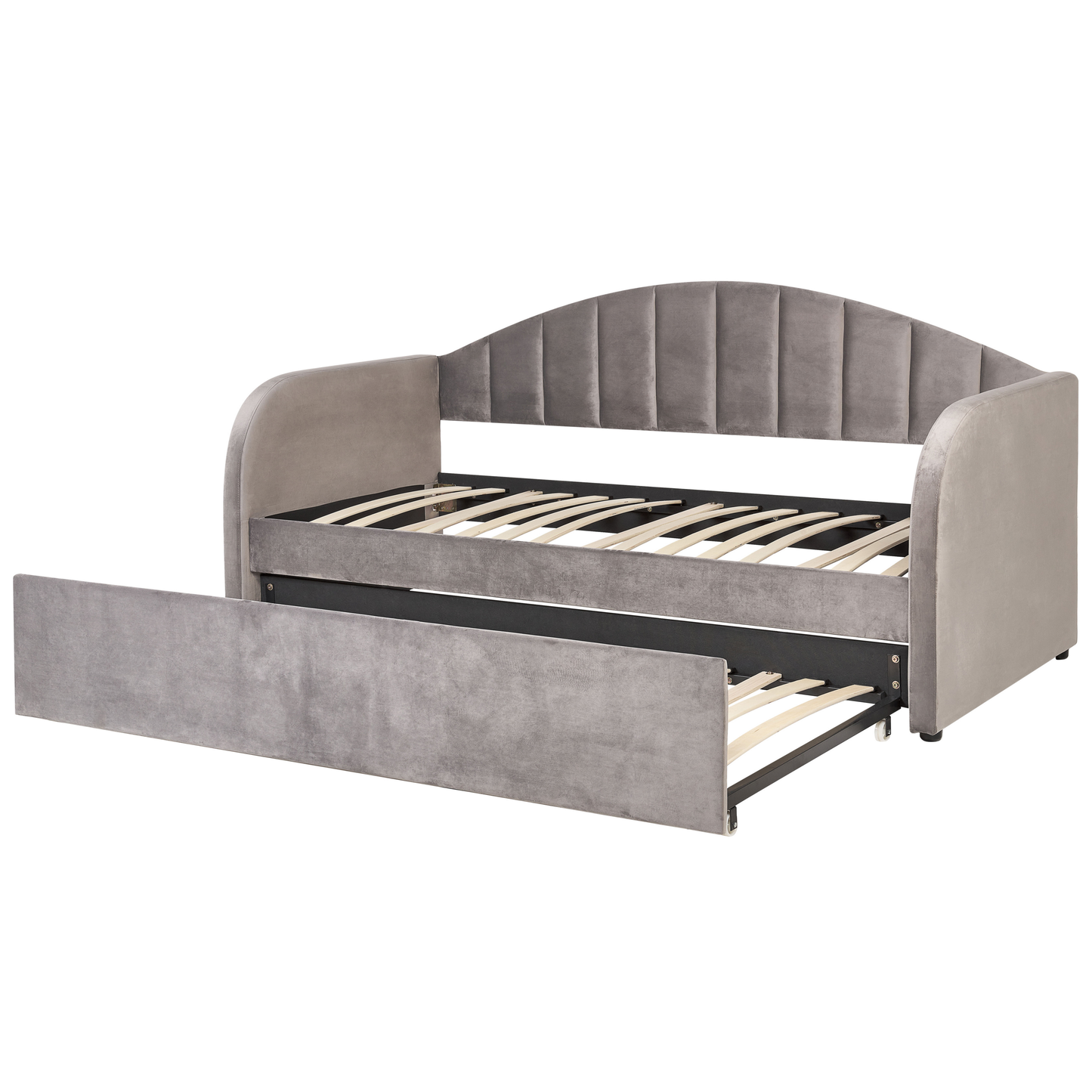 Ausziehbett Samtstoff EYBURIE 90 x 200 cm Grau
