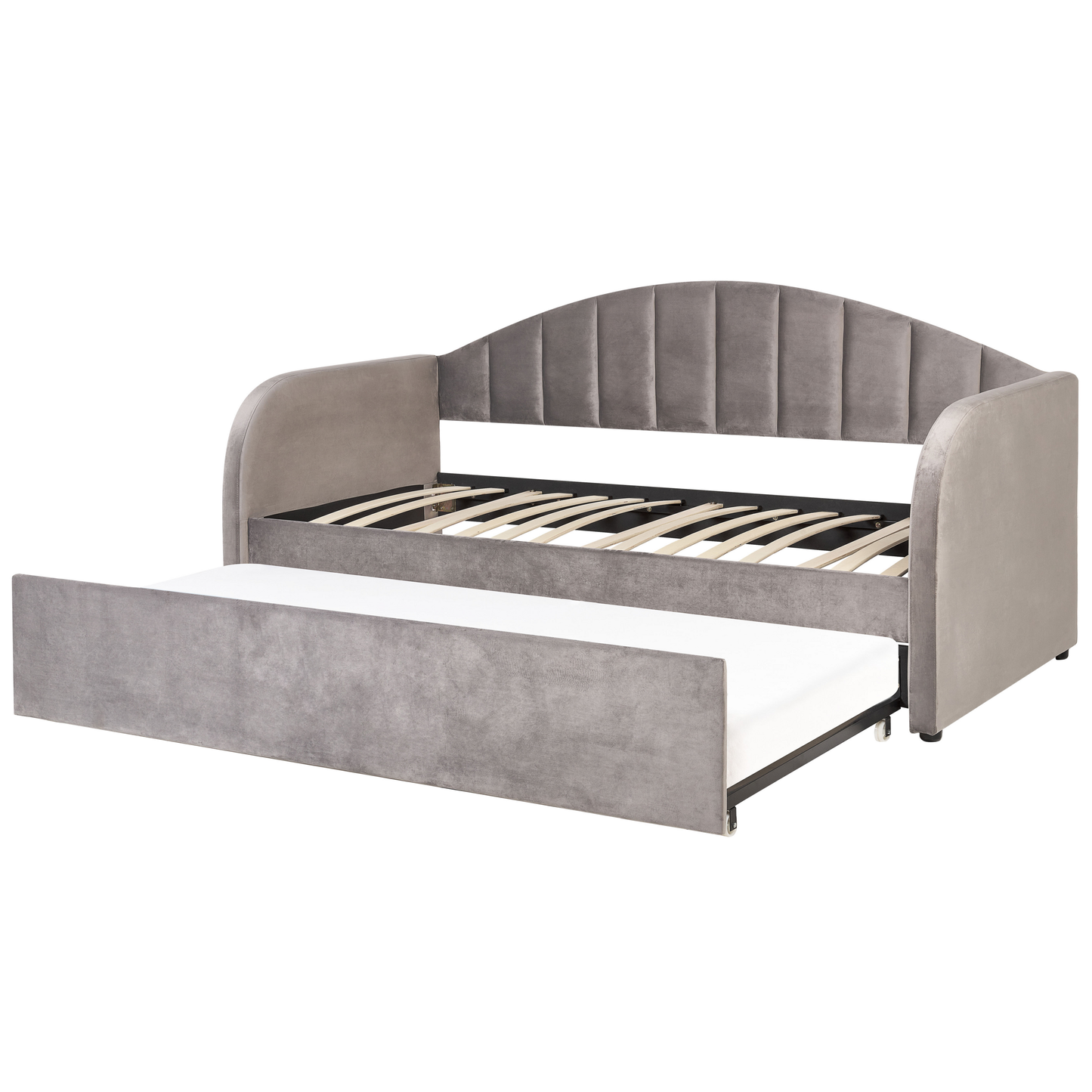 Ausziehbett Samtstoff EYBURIE 90 x 200 cm Grau