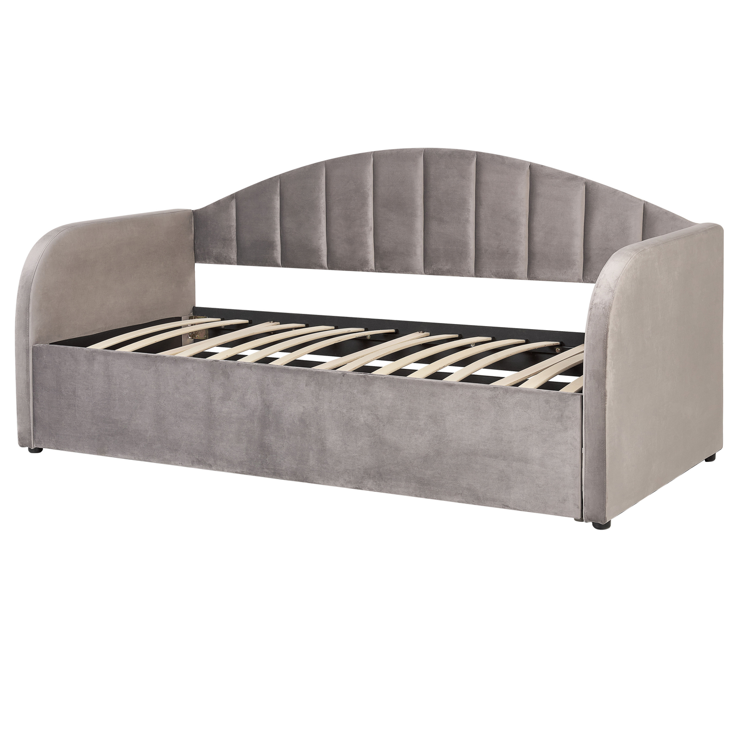 Ausziehbett Samtstoff EYBURIE 90 x 200 cm Grau