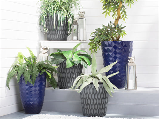 Blumentopf 2er Set dunkelgrau rund 36 x 36 x 36 cm LAVRIO