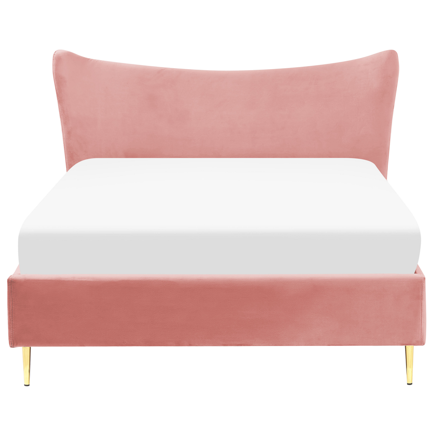 Bett mit Lattenrost Samtstoff CHALEIX 140 x 200 cm Pfirsichrosa