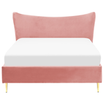 Bett mit Lattenrost Samtstoff CHALEIX 140 x 200 cm Pfirsichrosa