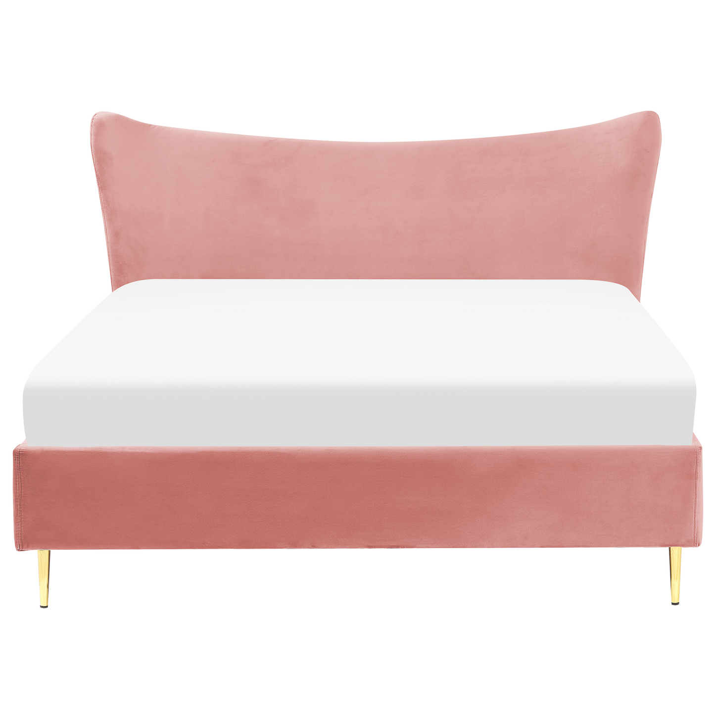 Bett mit Lattenrost Samtstoff CHALEIX 160 x 200 cm Pfirsichrosa