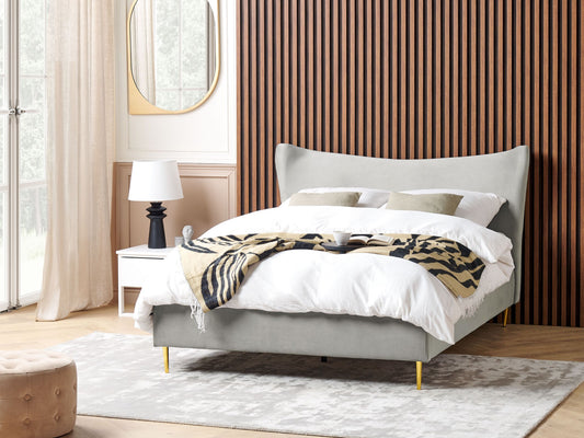 Bett mit Lattenrost Samtstoff CHALEIX 140 x 200 cm Hellgrau