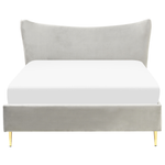 Bett mit Lattenrost Samtstoff CHALEIX 140 x 200 cm Hellgrau