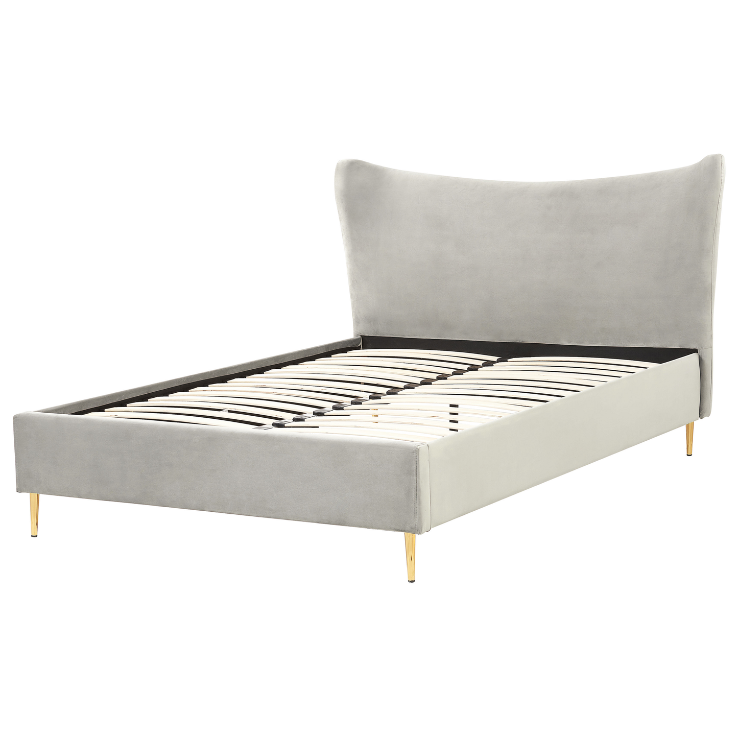 Bett mit Lattenrost Samtstoff CHALEIX 140 x 200 cm Hellgrau
